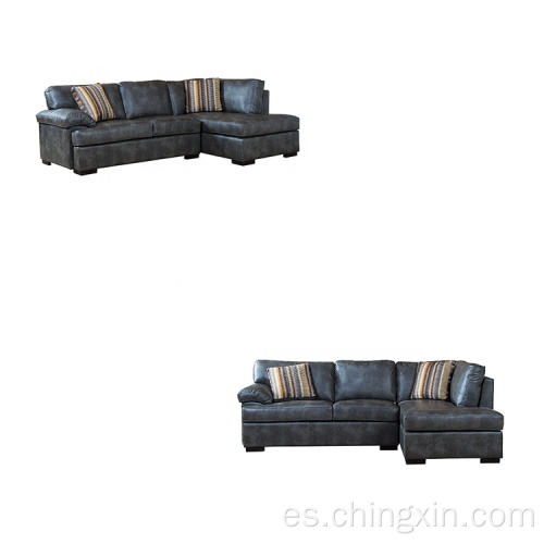 El sofá de la esquina de cuero sintético fija los muebles de los sistemas del sofá de la sala de estar